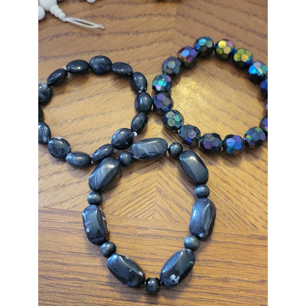 Vtg‎ Glass Plastic Bead Beach Boho Fashion Jewelry magnetic Bracelets Lot of 7 - Picture 16 of 16
